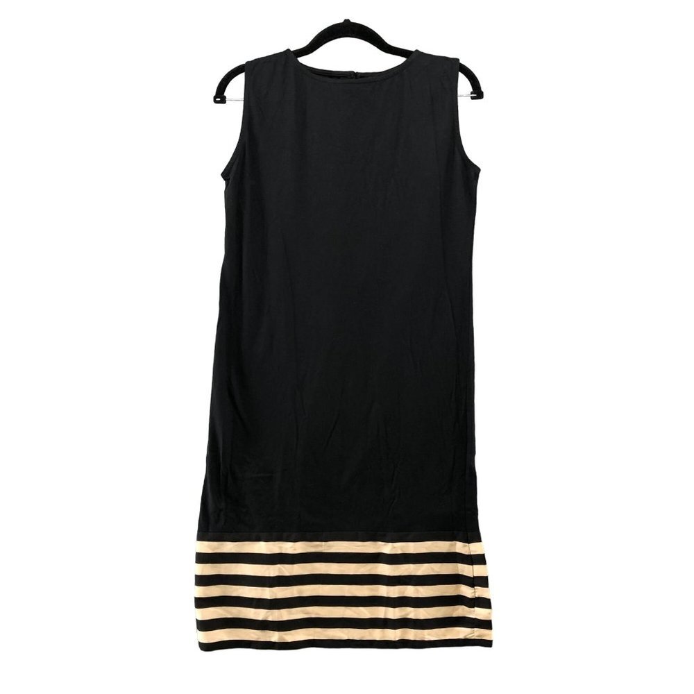 NWT Miss Chase Sleeveless Dress S‎ Black Beige Knee Length Tank Dress Cotton